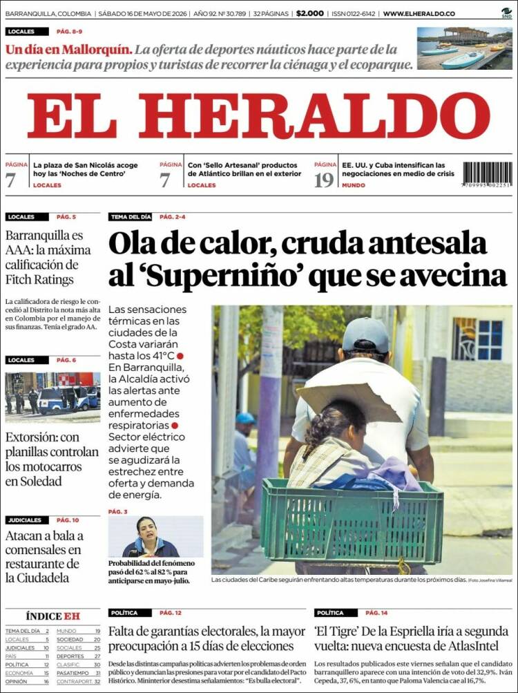 Portada de El Heraldo · 16 may 2026