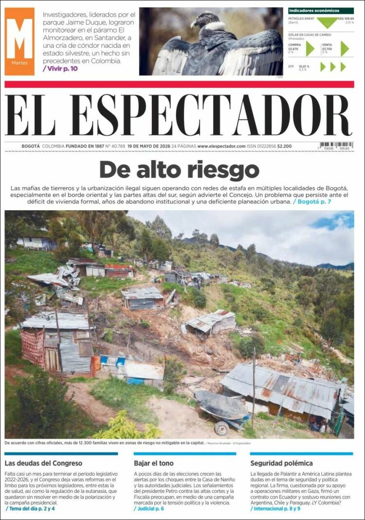 Portada de El Espectador · 19 may 2026