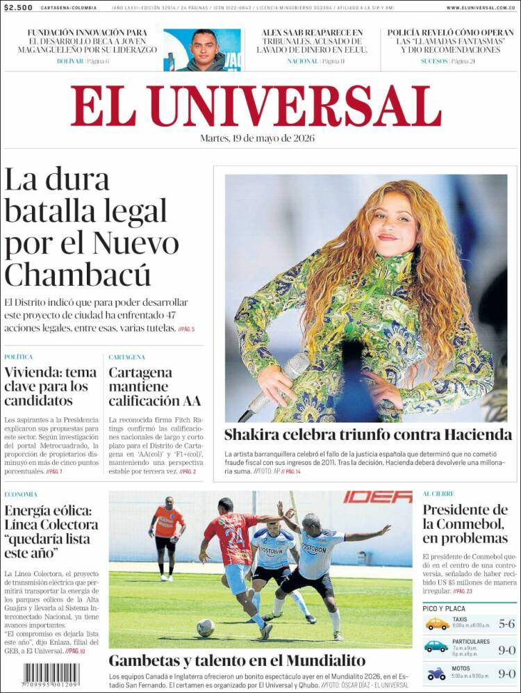 Portada de El Universal · 19 may 2026