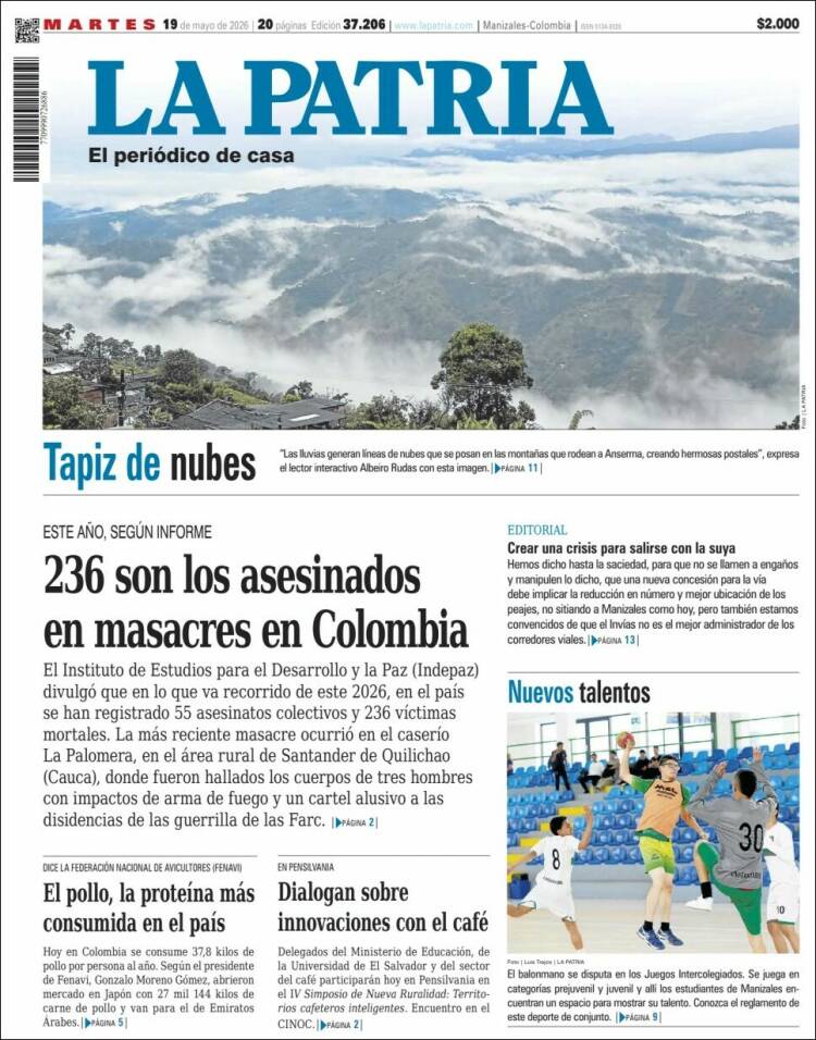 Portada de La Patria · 19 may 2026