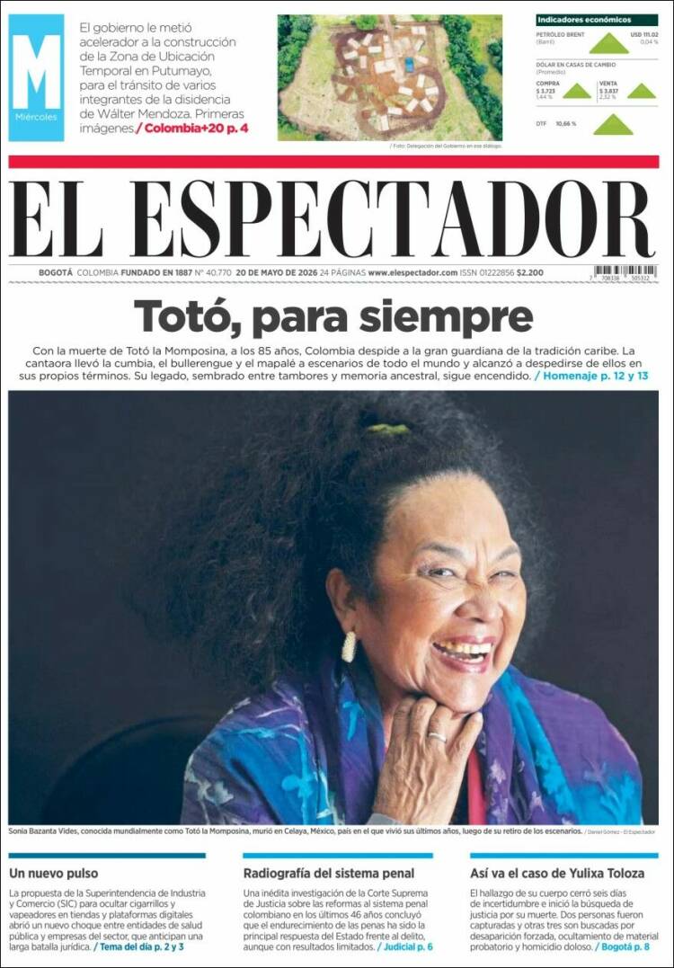 Portada de El Espectador · 20 may 2026