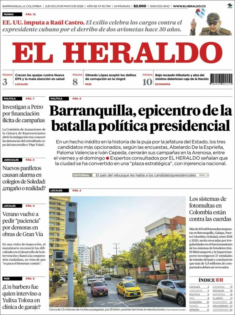 Portada de El Heraldo · 21 may 2026