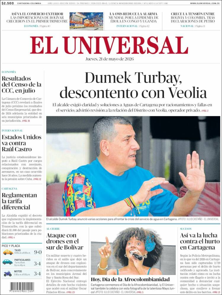 Portada de El Universal · 21 may 2026