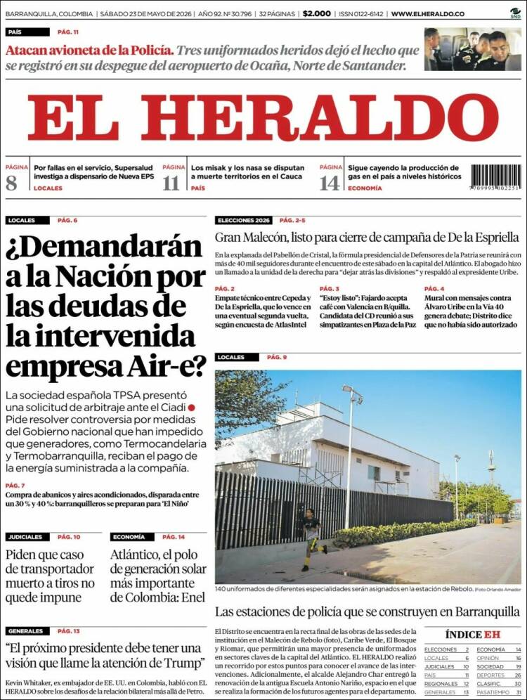 Portada de El Heraldo · 23 may 2026