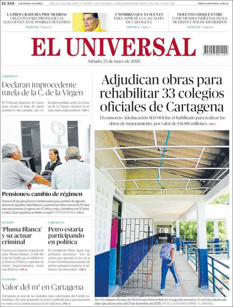 Portada de El Universal · 23 may 2026
