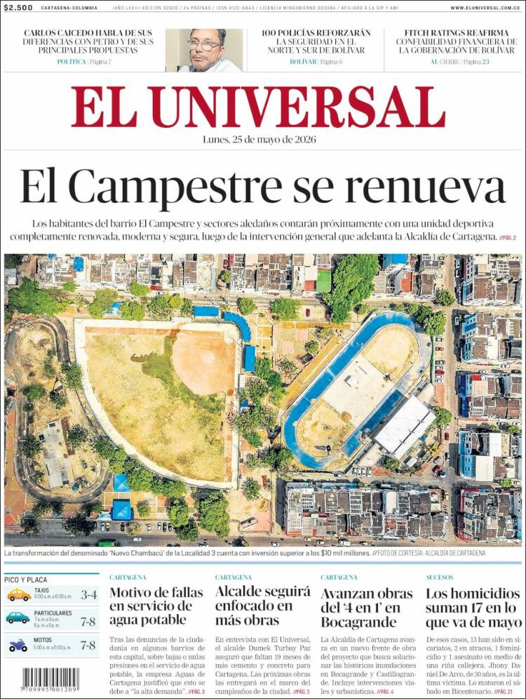 Portada de El Universal · 25 may 2026