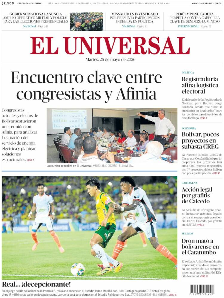 Portada de El Universal · 26 may 2026