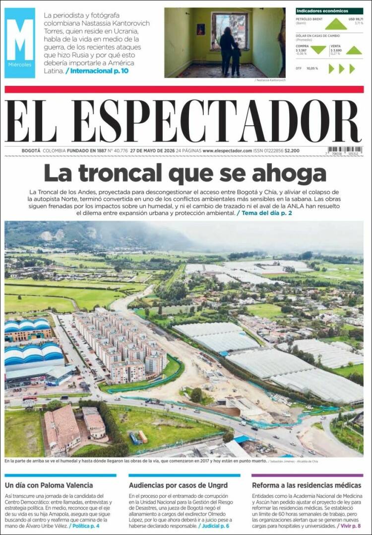 Portada de El Espectador · 27 may 2026