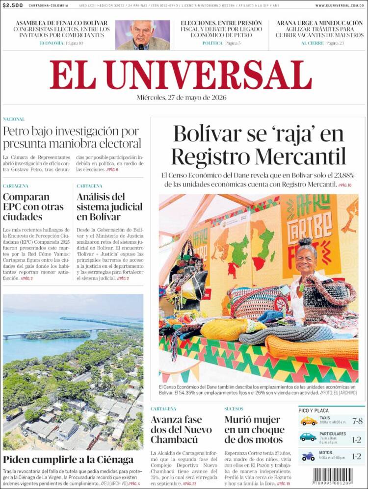 Portada de El Universal · 27 may 2026