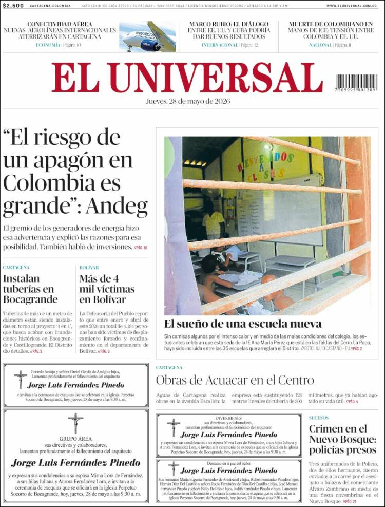 Portada de El Universal · 28 may 2026