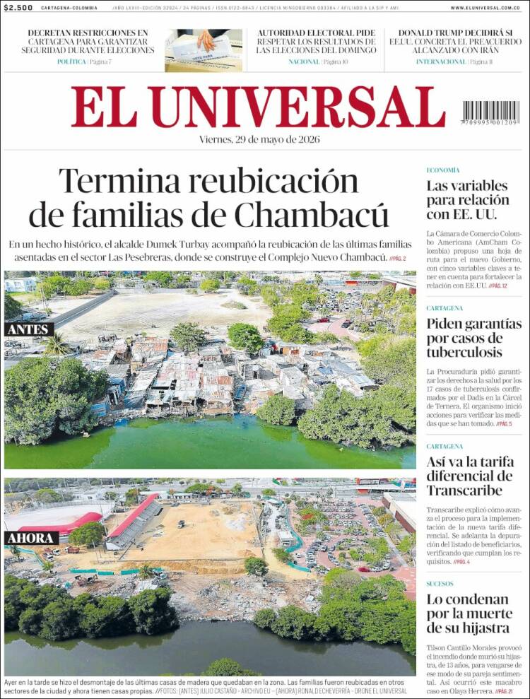 Portada de El Universal · 29 may 2026