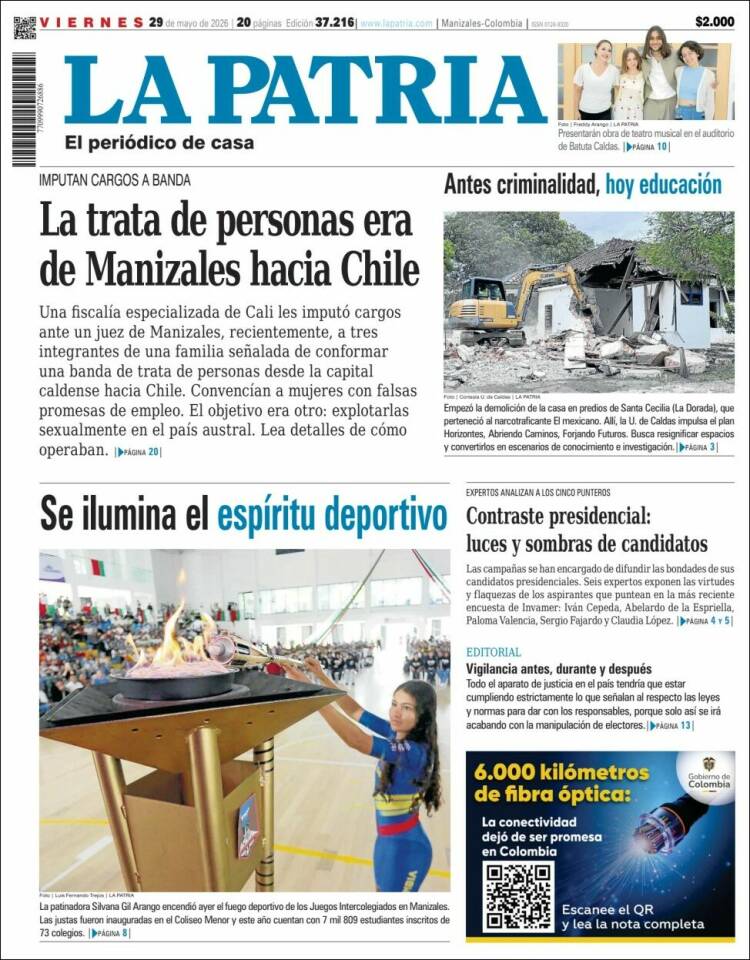 Portada de La Patria · 29 may 2026