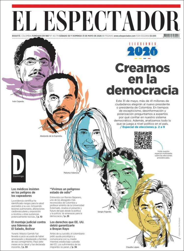 Portada de El Espectador · 30 may 2026