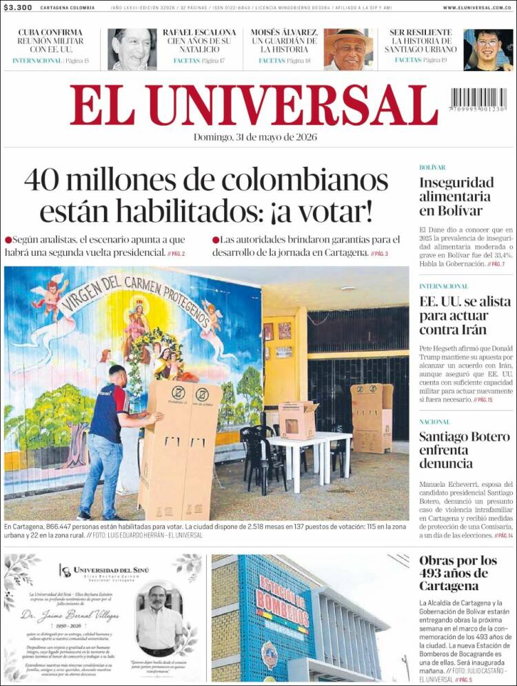 Portada de El Universal · 31 may 2026
