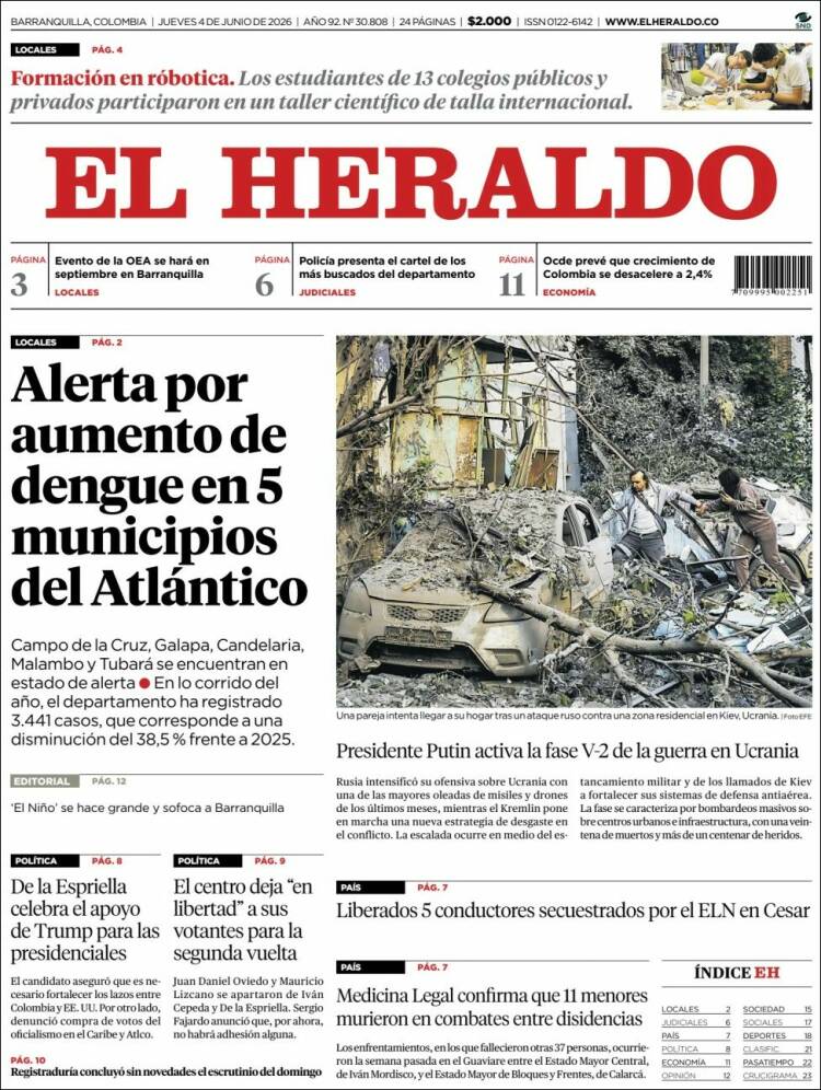 Portada de El Heraldo · 4 jun 2026