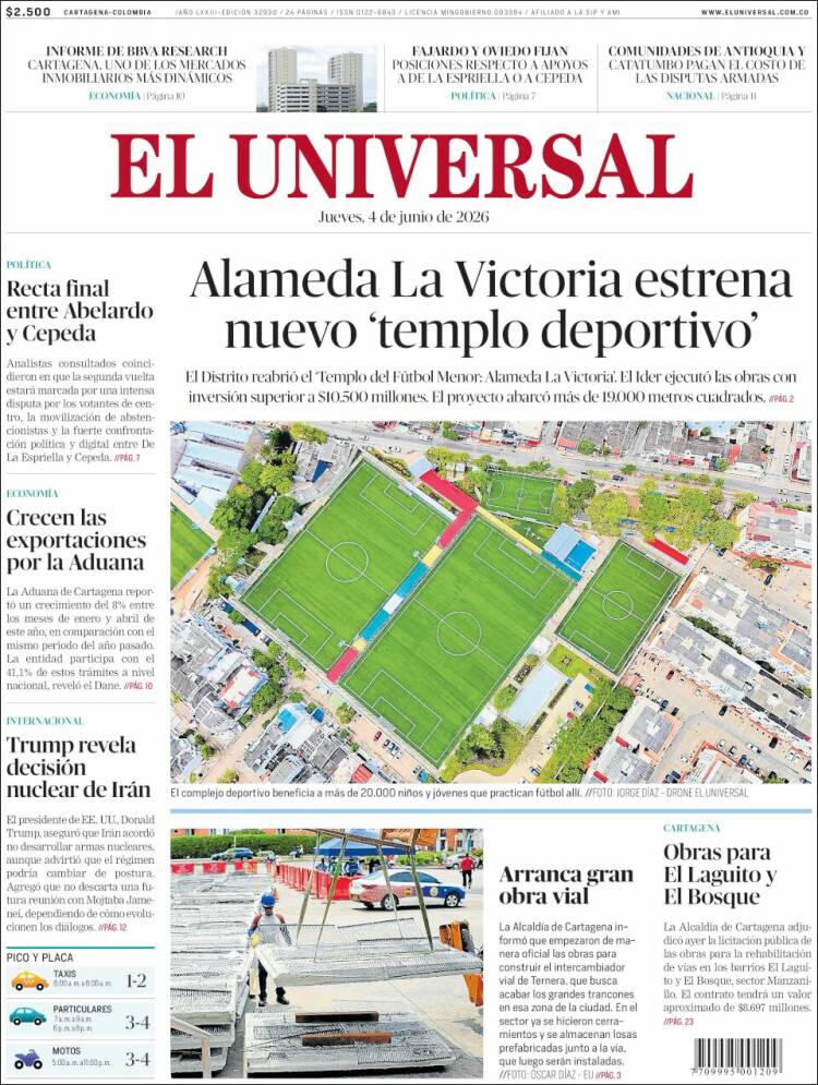 Portada de El Universal · 4 jun 2026