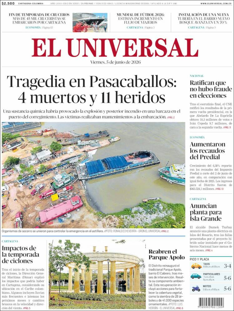 Portada de El Universal · 5 jun 2026