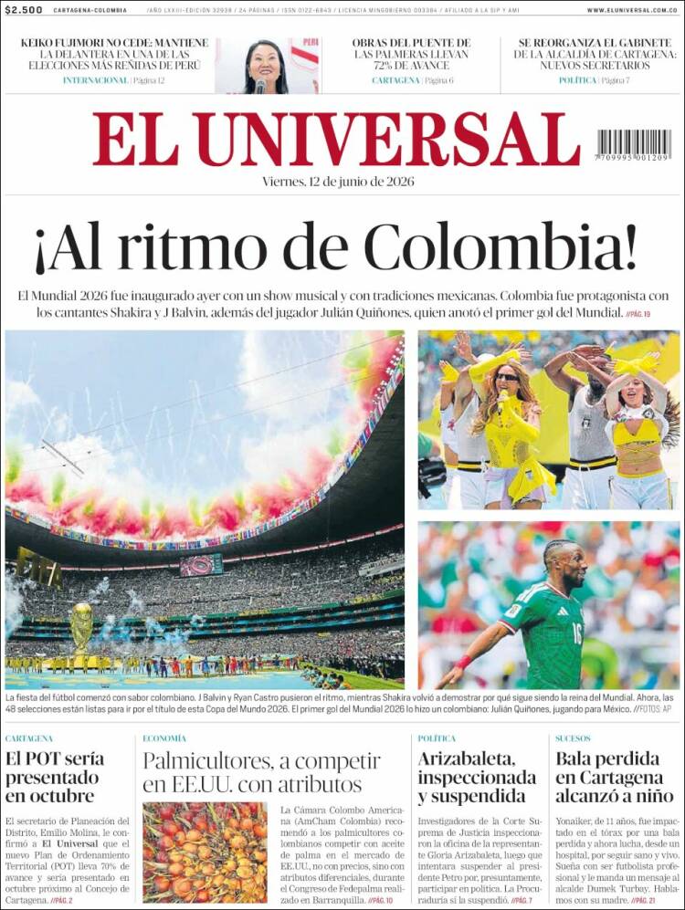 Portada de El Universal · 12 jun 2026