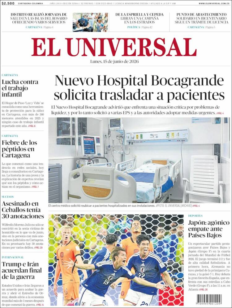 Portada de El Universal · 15 jun 2026