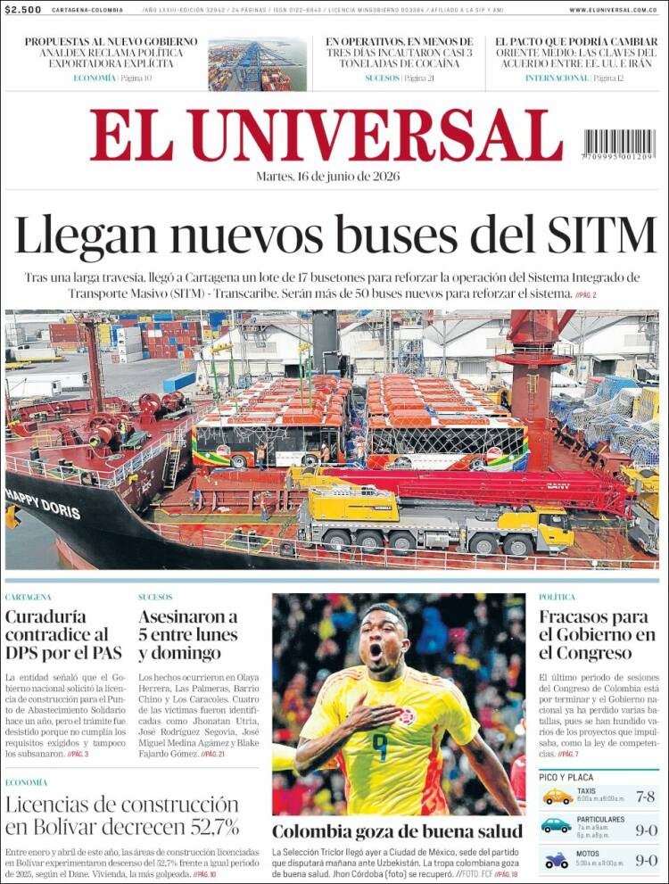 Portada de El Universal · 16 jun 2026