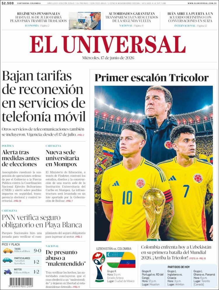 Portada de El Universal · 17 jun 2026