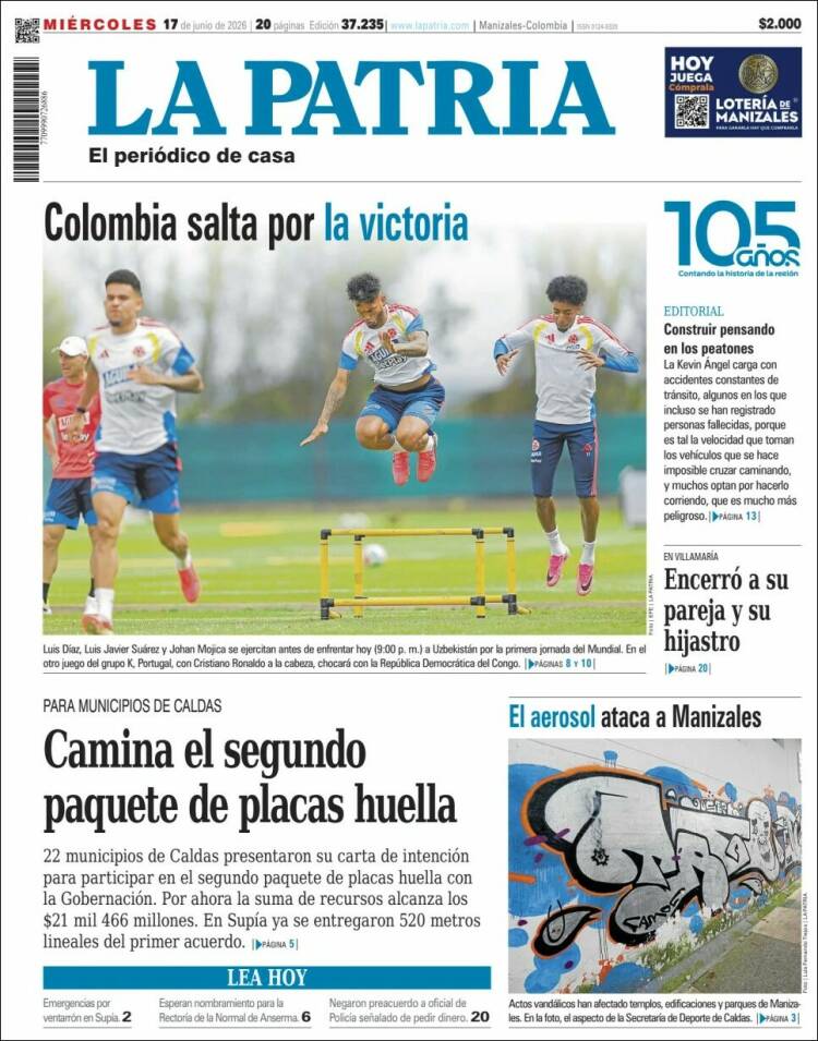 Portada de La Patria · 17 jun 2026