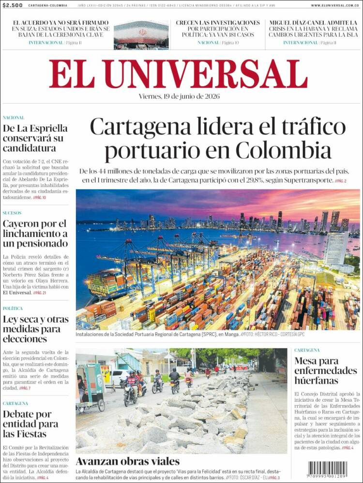 Portada de El Universal · 19 jun 2026