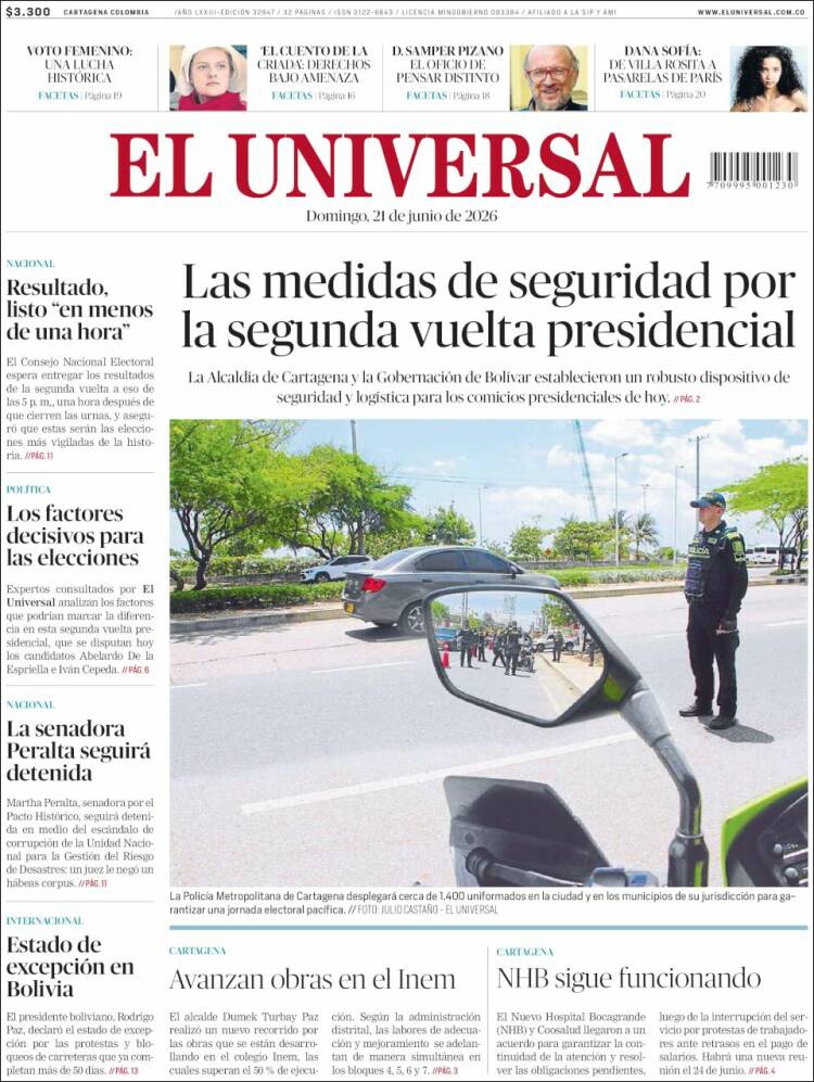Portada de El Universal · 21 jun 2026