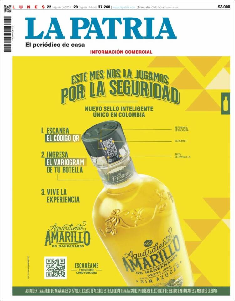 Portada de La Patria · 22 jun 2026
