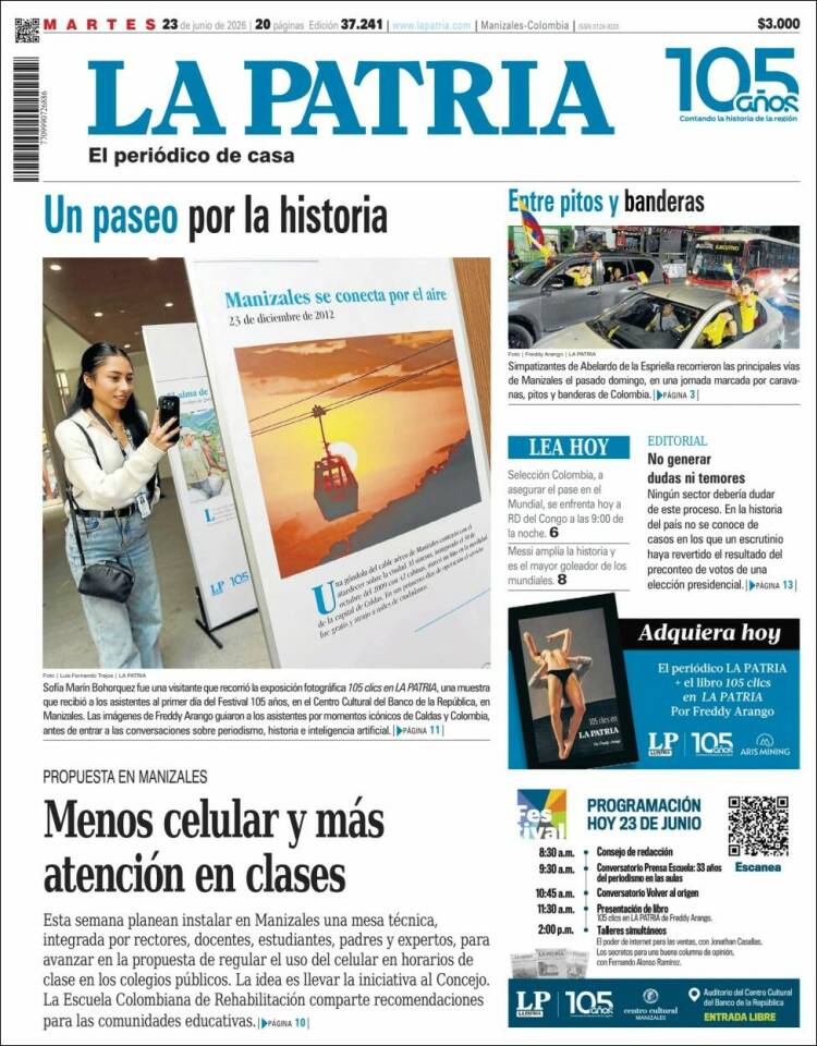 Portada de La Patria · 23 jun 2026