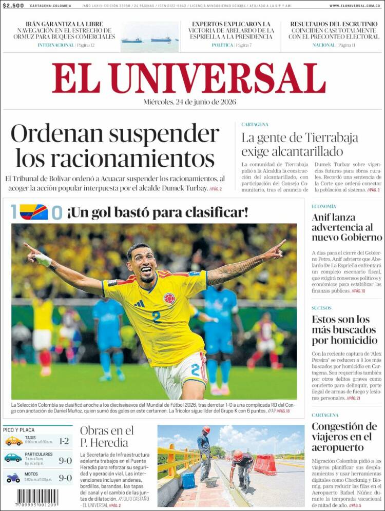 Portada de El Universal · 24 jun 2026