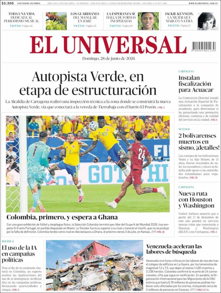 Portada de El Universal · 28 jun 2026