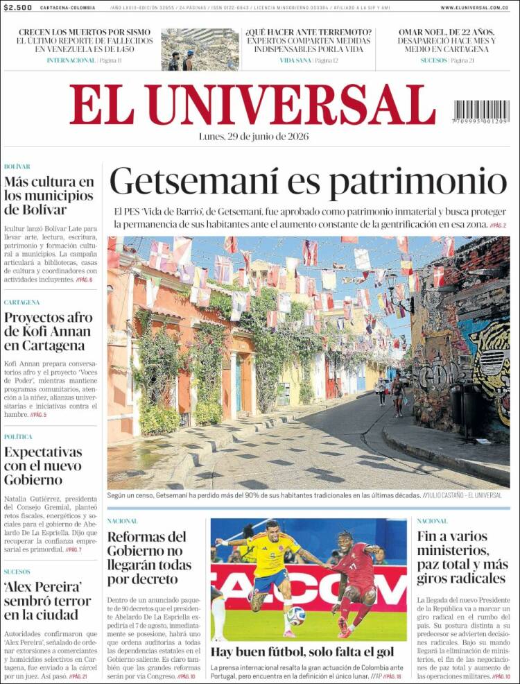 Portada de El Universal · 29 jun 2026