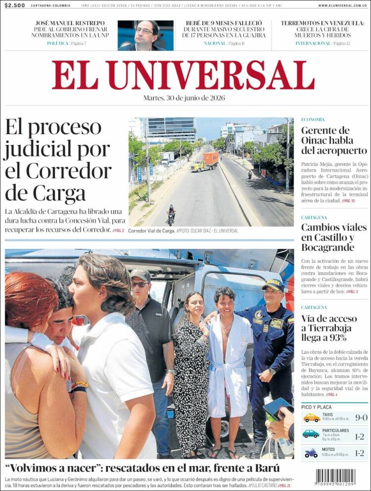 Portada de El Universal · 30 jun 2026