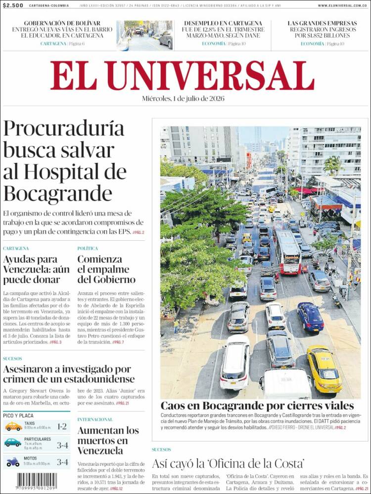 Portada de El Universal · 1 jul 2026