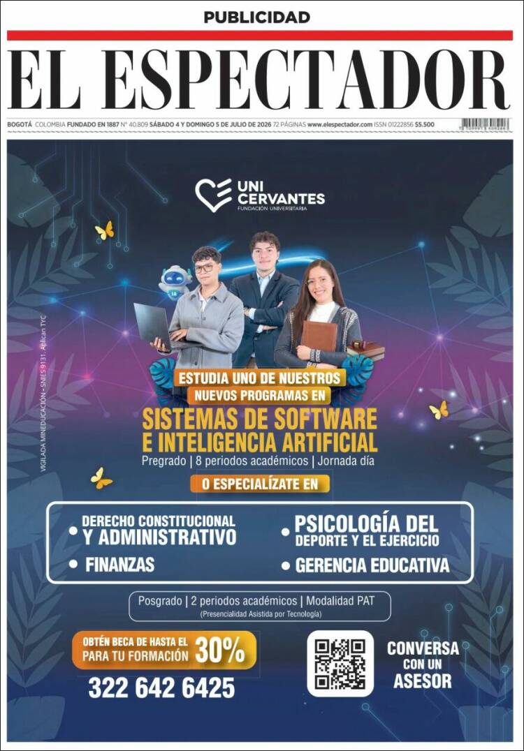 Portada de El Espectador · 4 jul 2026