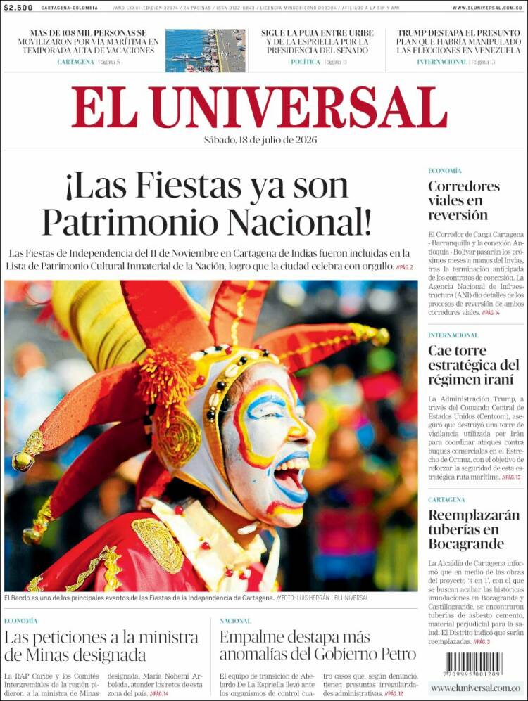 Portada de El Universal · 18 jul 2026