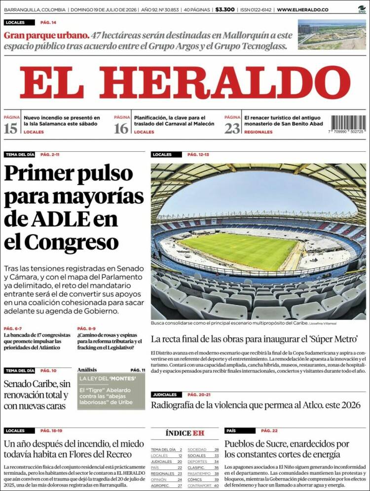 Portada de El Heraldo · 19 jul 2026