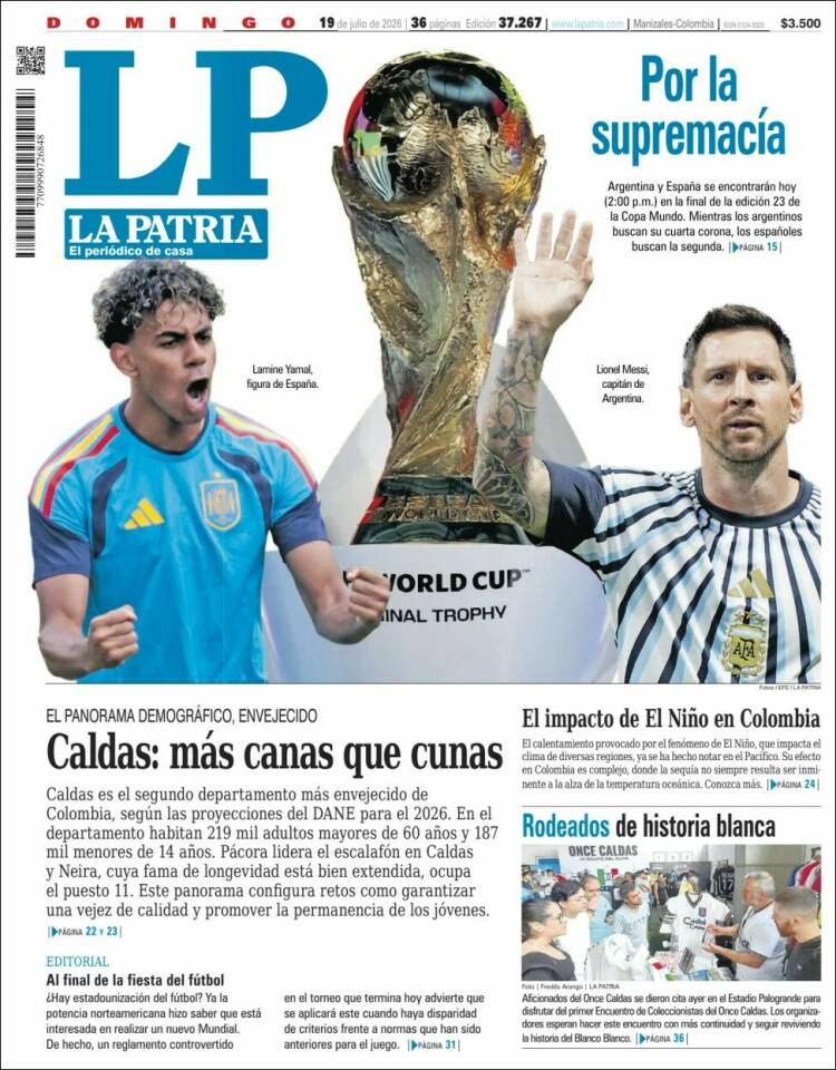 Portada de La Patria · 19 jul 2026