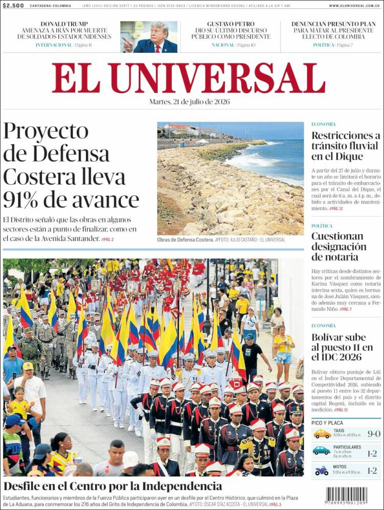Portada de El Universal · 21 jul 2026
