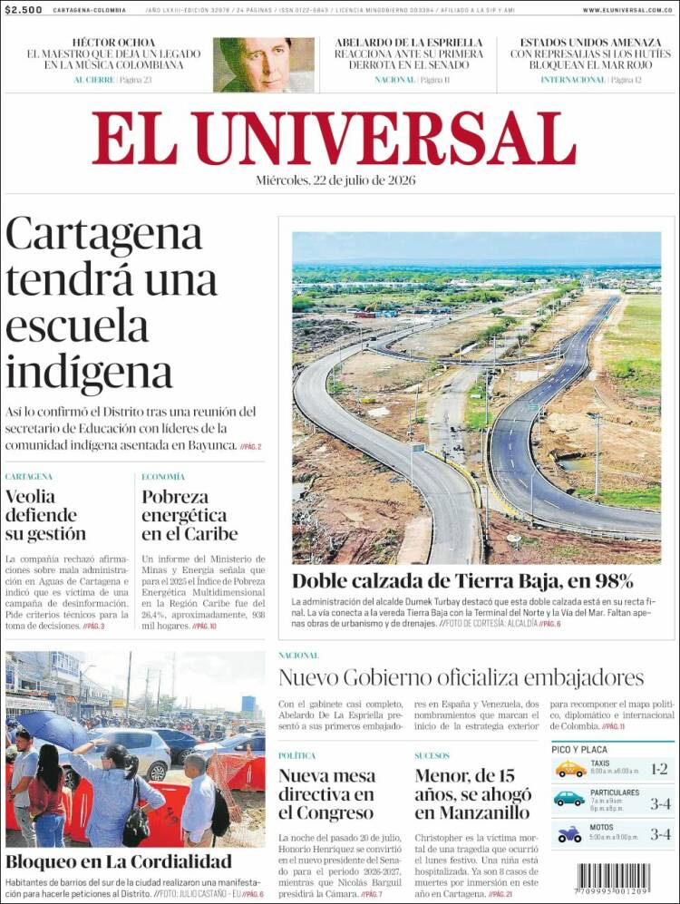 Portada de El Universal · 22 jul 2026