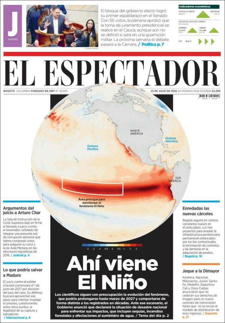 Portada de El Espectador · 23 jul 2026