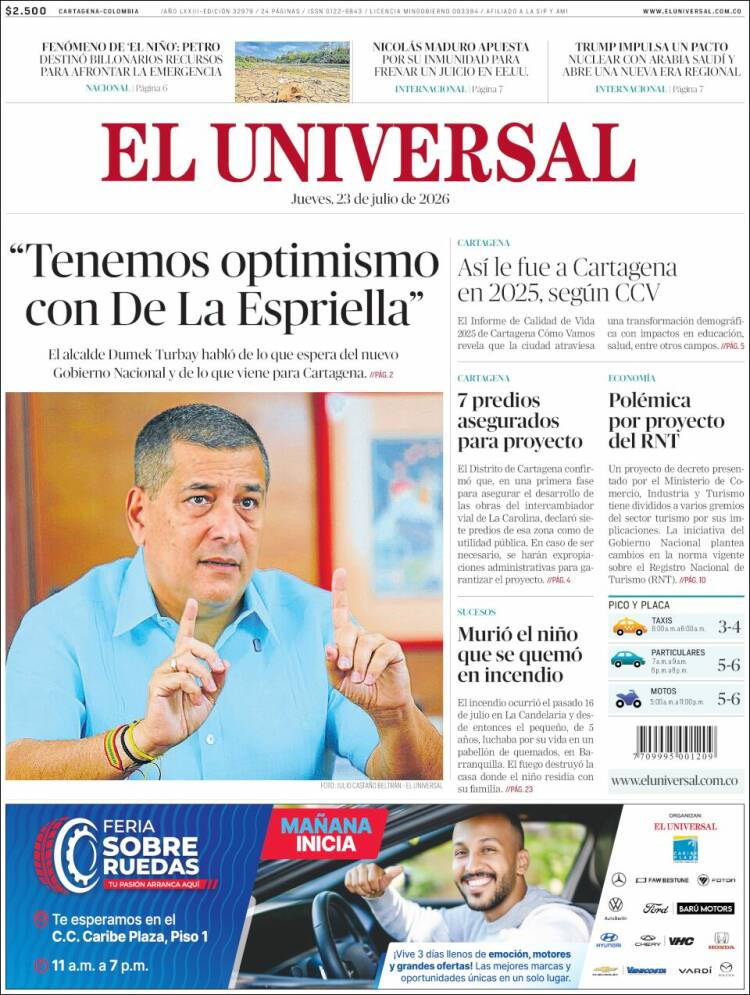 Portada de El Universal · 23 jul 2026