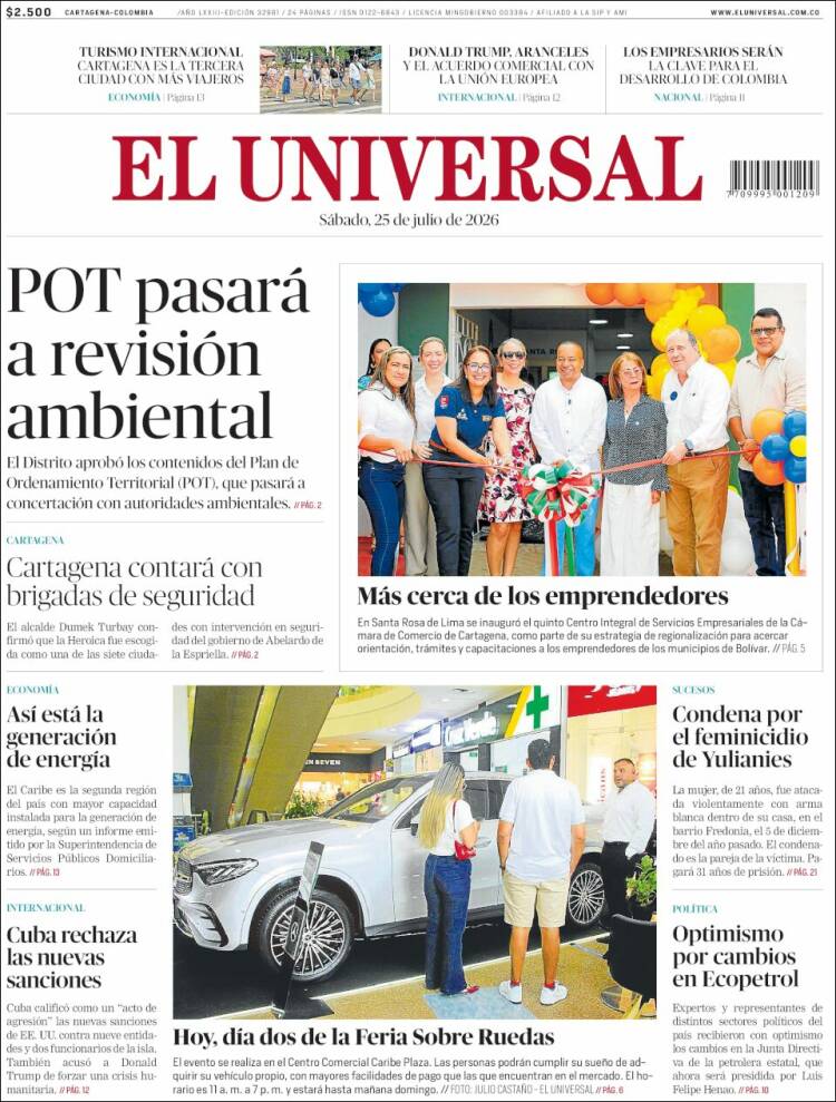 Portada de El Universal · 25 jul 2026