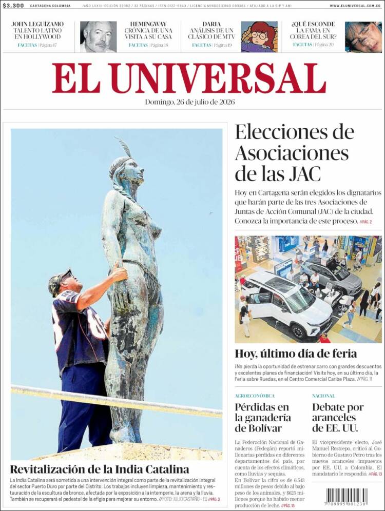 Portada de El Universal · 26 jul 2026