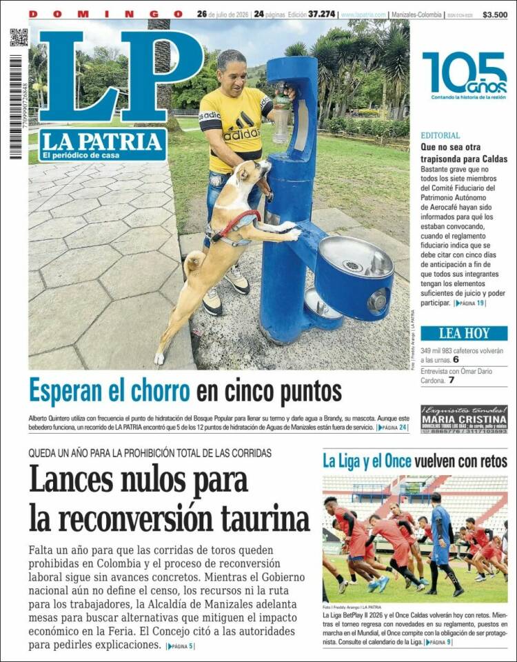 Portada de La Patria · 26 jul 2026