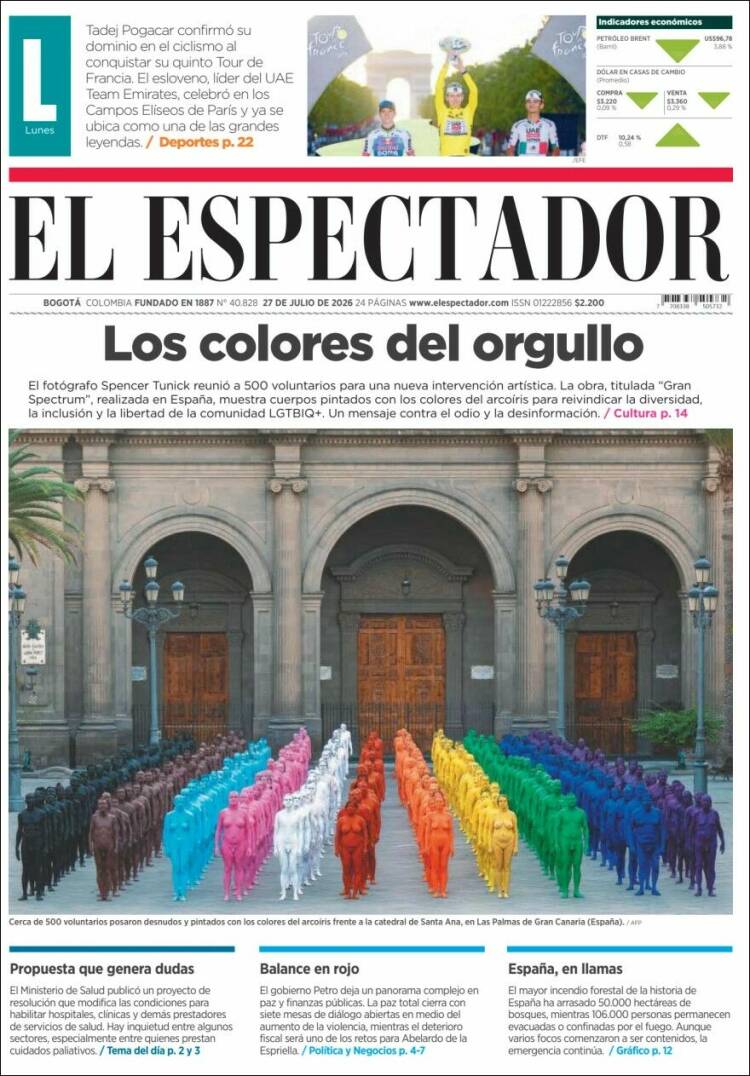 Portada de El Espectador · 27 jul 2026