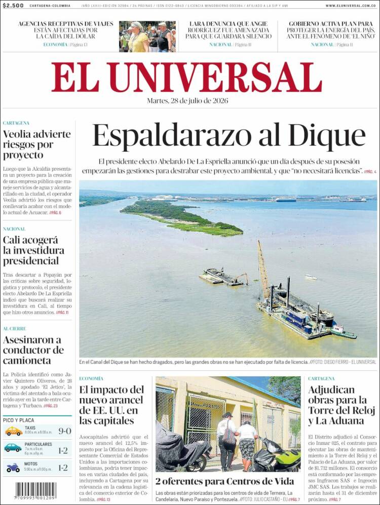 Portada de El Universal · 28 jul 2026