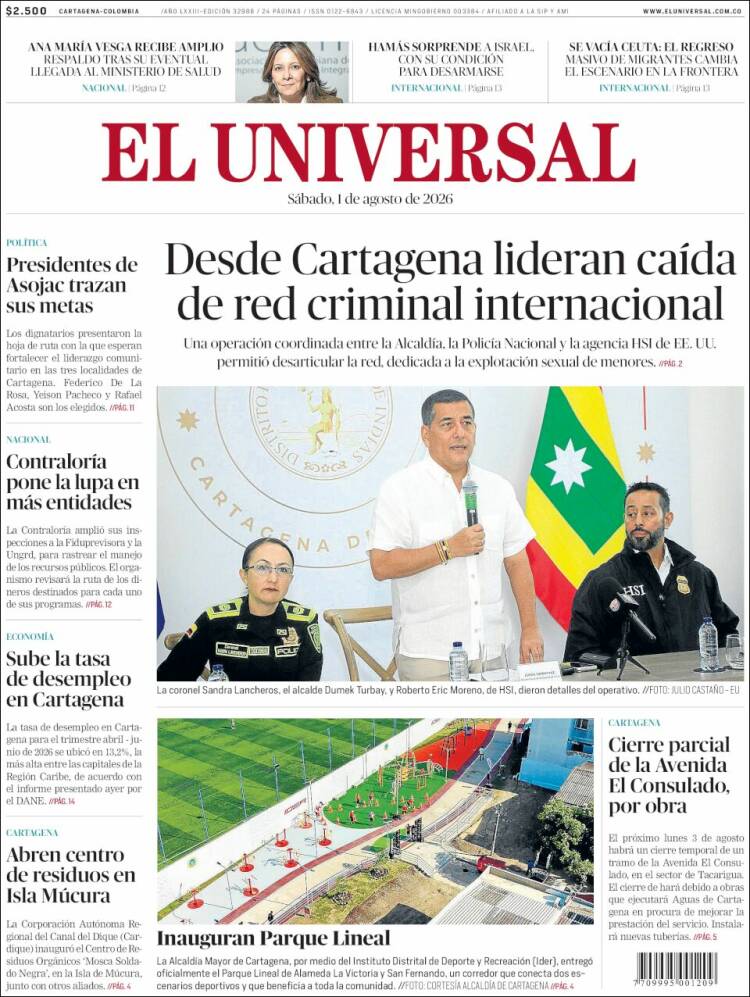 Portada de El Universal · 1 ago 2026