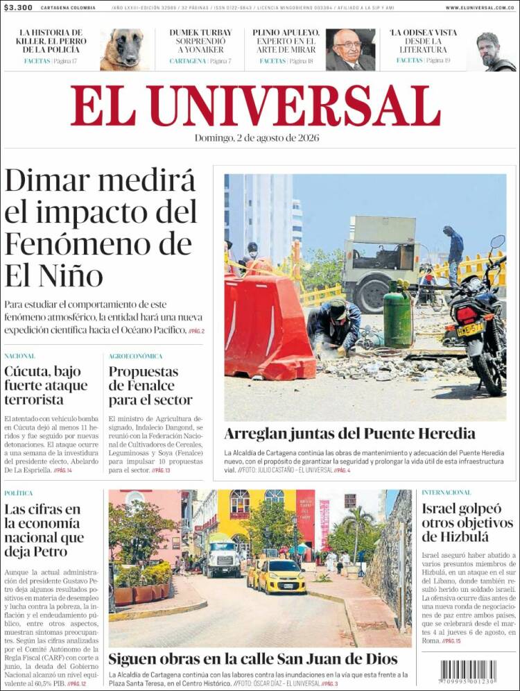 Portada de El Universal · 2 ago 2026